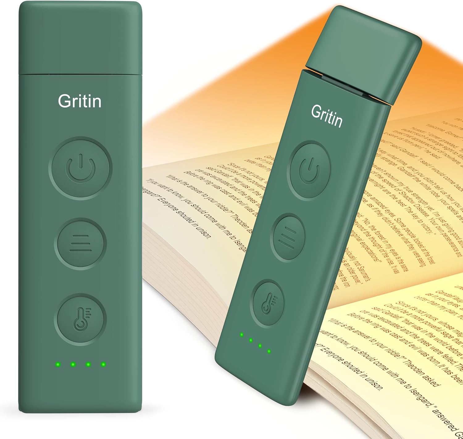Gritin Book Light Rechargeable, Eye Caring 3-Color & 5-Brightness Clip on LED Reading Light for Books in Bed- Stepless Dimming, Long…