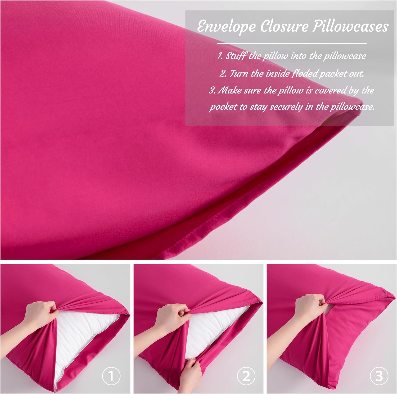 Ntbay Standard Pillow Cases Set of 2, 2 Pack Brushed Microfiber 20x26 Pillow Cases, Soft, Wrinkle, Fade, Stain Resistant Magenta Pillow Cas…