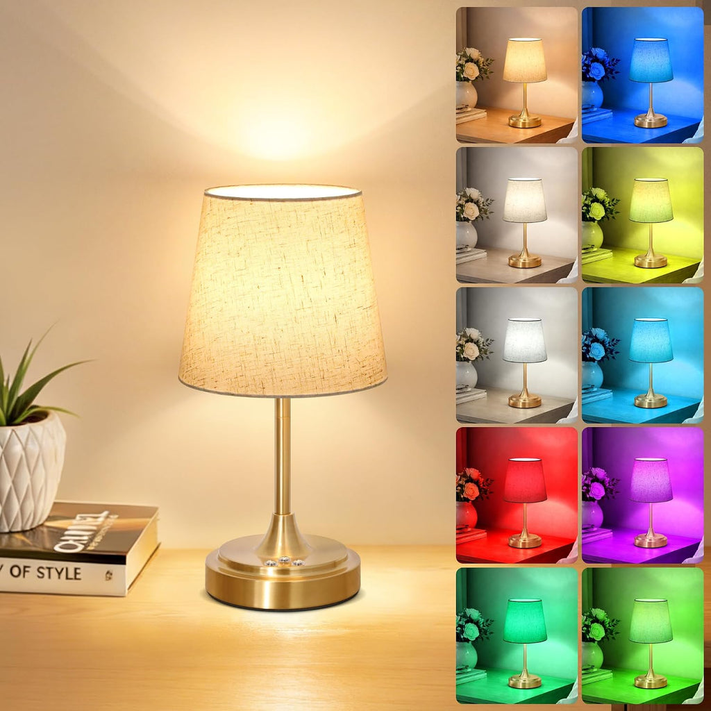 Wowag Small Cordless Table Lamp Rechargeable,5000mAh Battery Operated Desk Lamp,3 Colors & 7 RGB Stepless Dimmable, Touch Ambient Light…