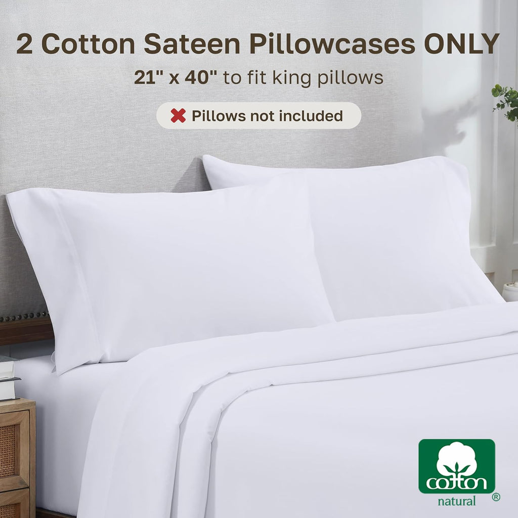 CaliforniaDesignDen Heirloom Soft, Smooth & Thick Certified 800 Thread Count 100% Cotton Sateen, 2 King Size Pillow Cases, Fits King Pillow…