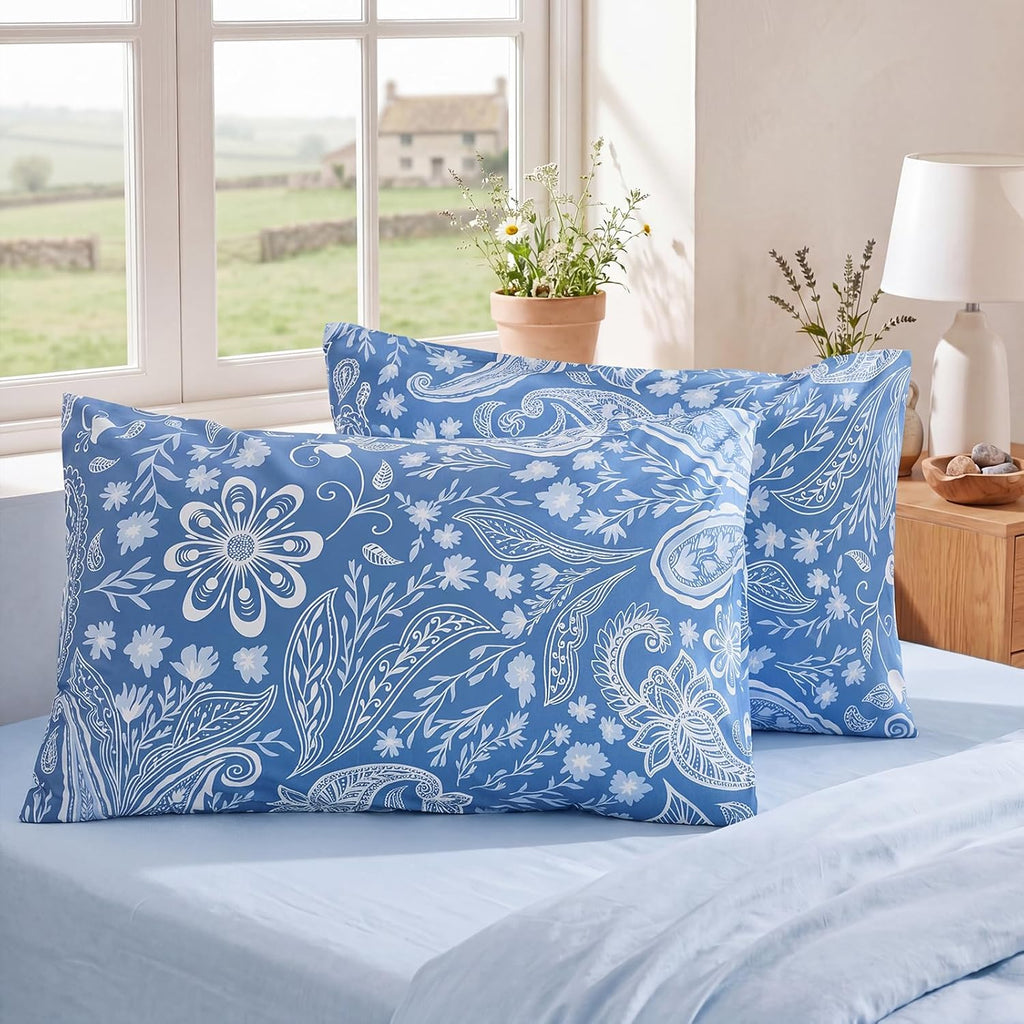 Bedorm Standard Size Pillow Cases Set of 2 Paisley Floral Pillow Covers Soft & Breathable 100% Cotton Pillowcases Boho Chic Decorative Pill…