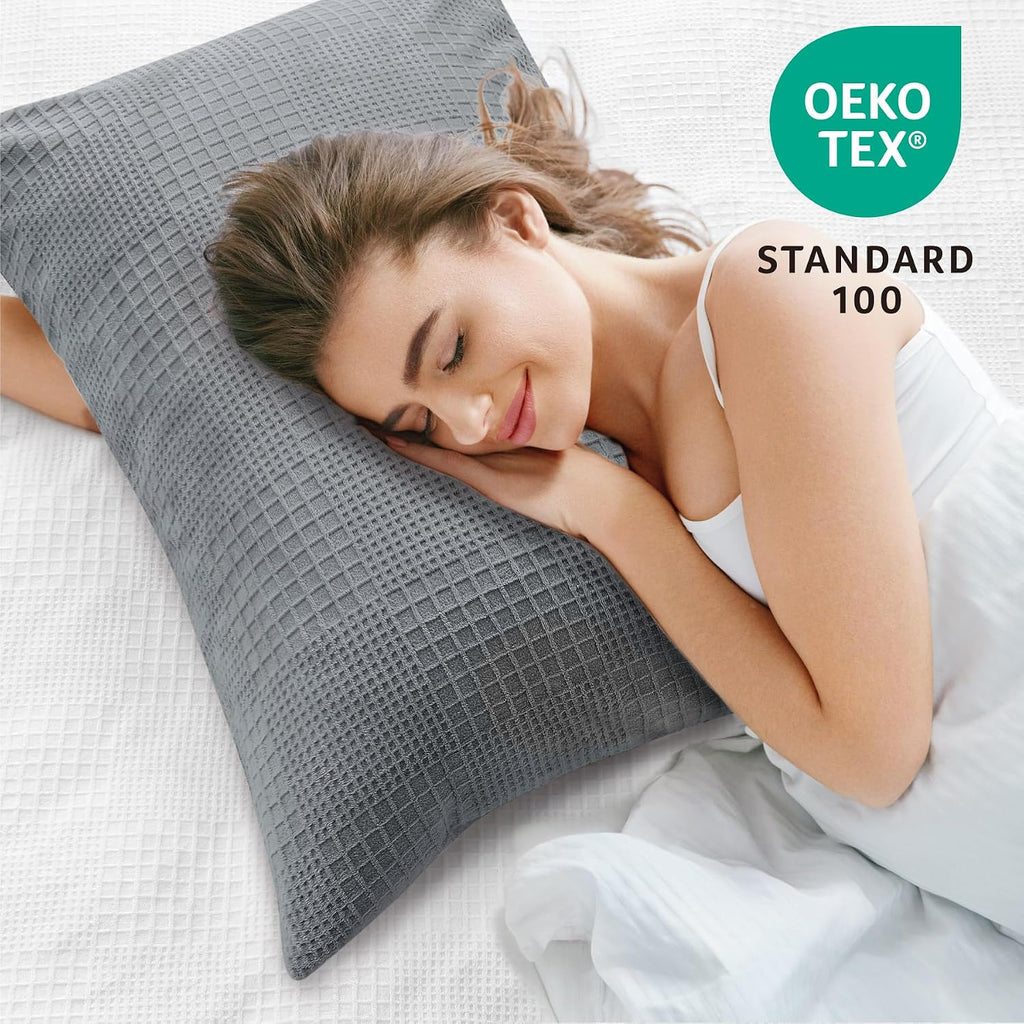 Bedelite Flannel Pillow Cases Queen Size Set of 2, Decorative Waffle Weave Fleece Pillowcasess with Zipper for Bedroom, Sofa, Luxury Cozy P…