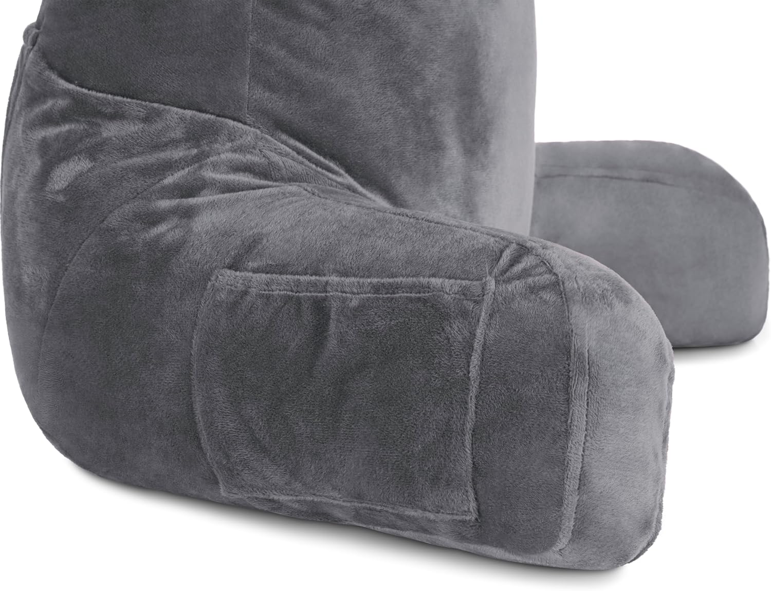 HusbandPillow Husband Pillow Dark Grey, Standard+ Original Reading Pillow in Bed Rest Chair, Shredded Memory Foam Large Lounge Cushion Adul…