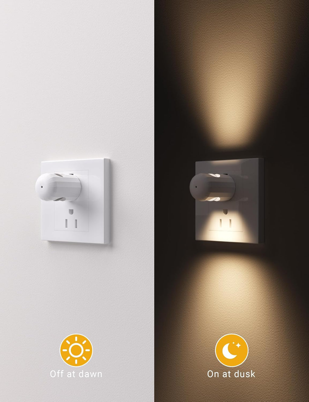 GEPLAD 6-Pack LED Night Light Plug-in Wall Outlet Light,2700K Warm White, Ambient Lighting for Bedroom, Bathroom, Nursery, Hallway, Kitchen