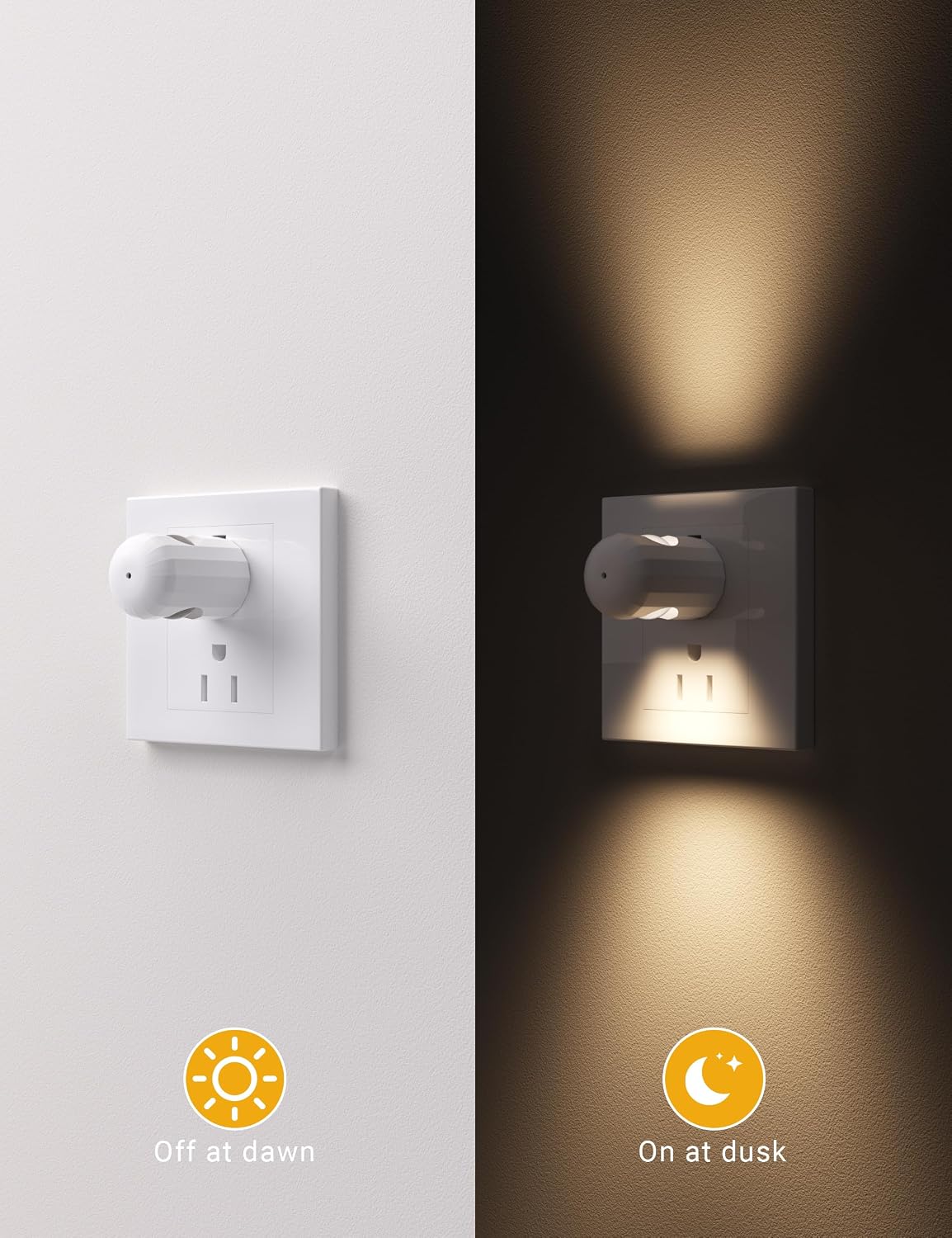 GEPLAD 6-Pack LED Night Light Plug-in Wall Outlet Light,2700K Warm White, Ambient Lighting for Bedroom, Bathroom, Nursery, Hallway, Kitchen