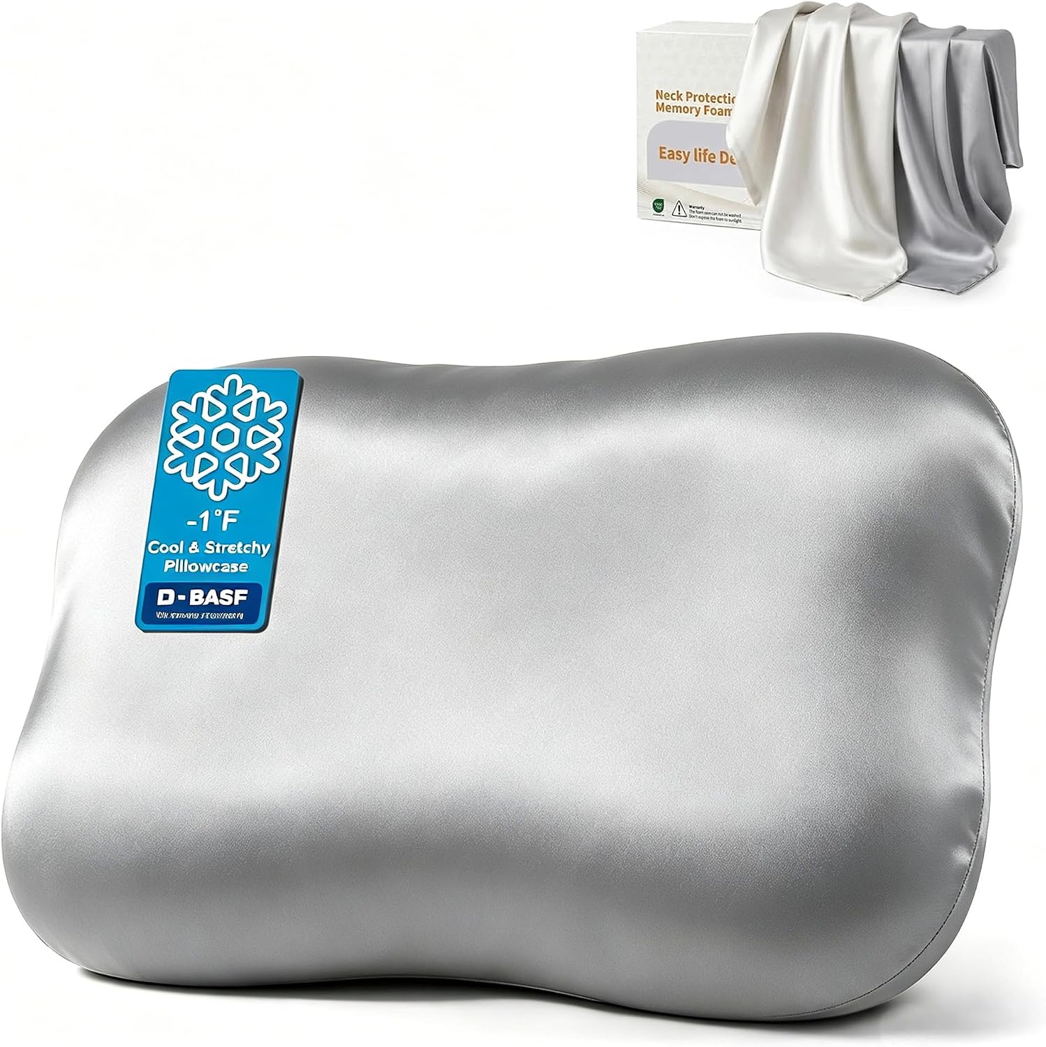 doudou doudou Cervical Pillow for Side Sleepers - Neck Pillow with 3-5 Second Slow Rebound Memory Foam, 360° Ergonomic Support & Coo…