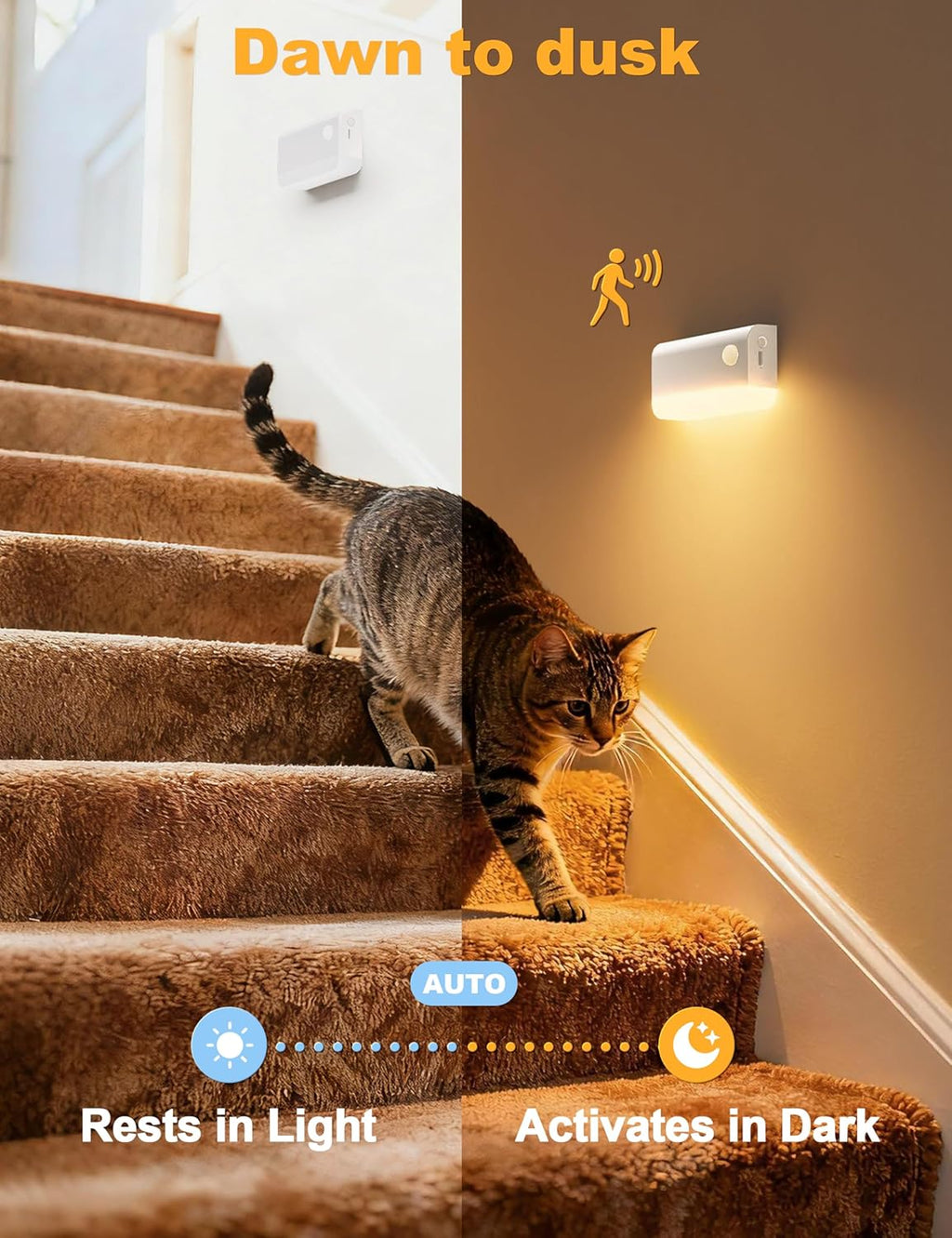 VOLISUN Motion Sensor Night Light, Rechargeable Stair Lights Indoor, Battery Operated Night Light for Hallway, Stairway, Bathroom…