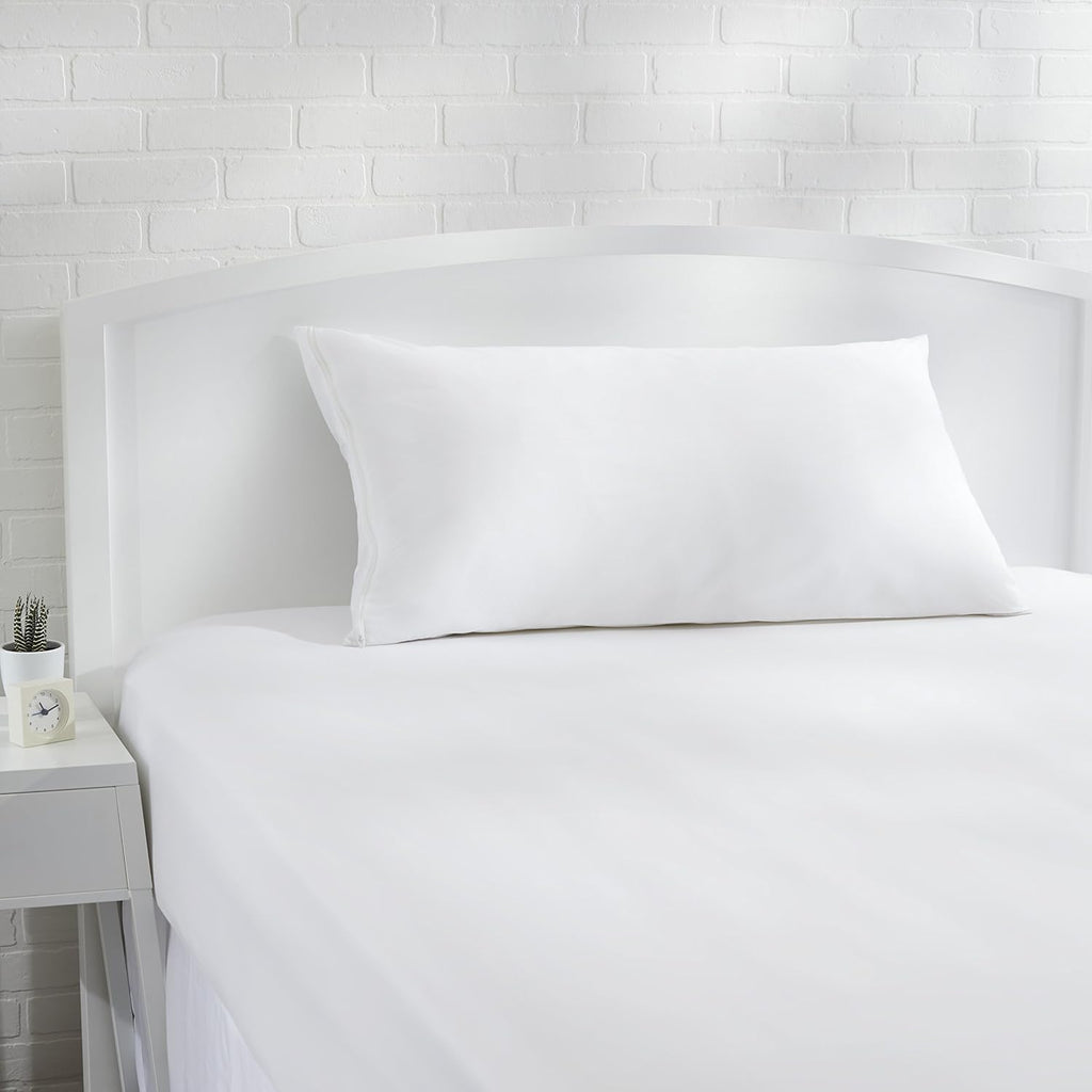 Amazon Basics King Pillow Pillowcases with Zipper, 100% Cotton Hypoallergenic, Pillow Protector, White (37 x 21 Inches), Pillows Not…