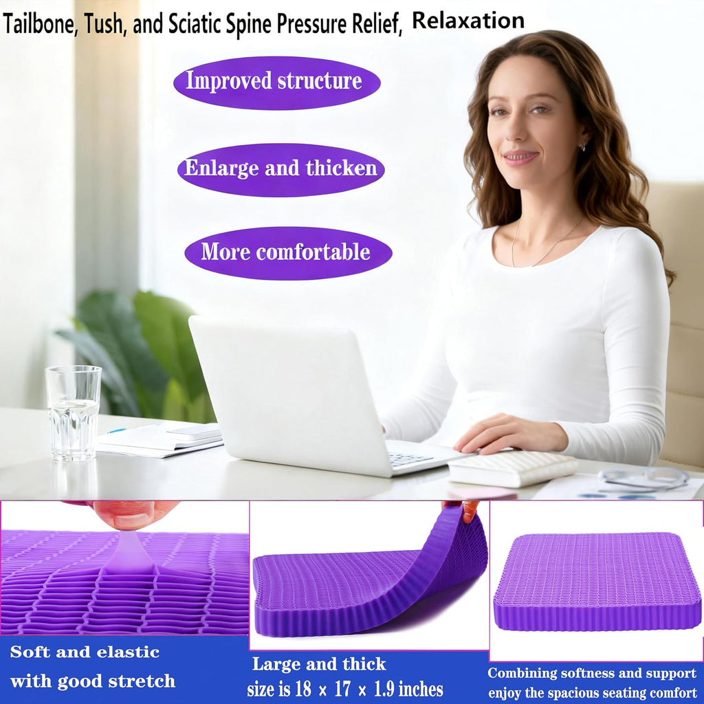 Auvivasital Innovative Gel Seat Cushion for Long Sitting, Soft and Breathable, Seat Cushion for Back, Sciatica, Hip, Tailbone, Used…
