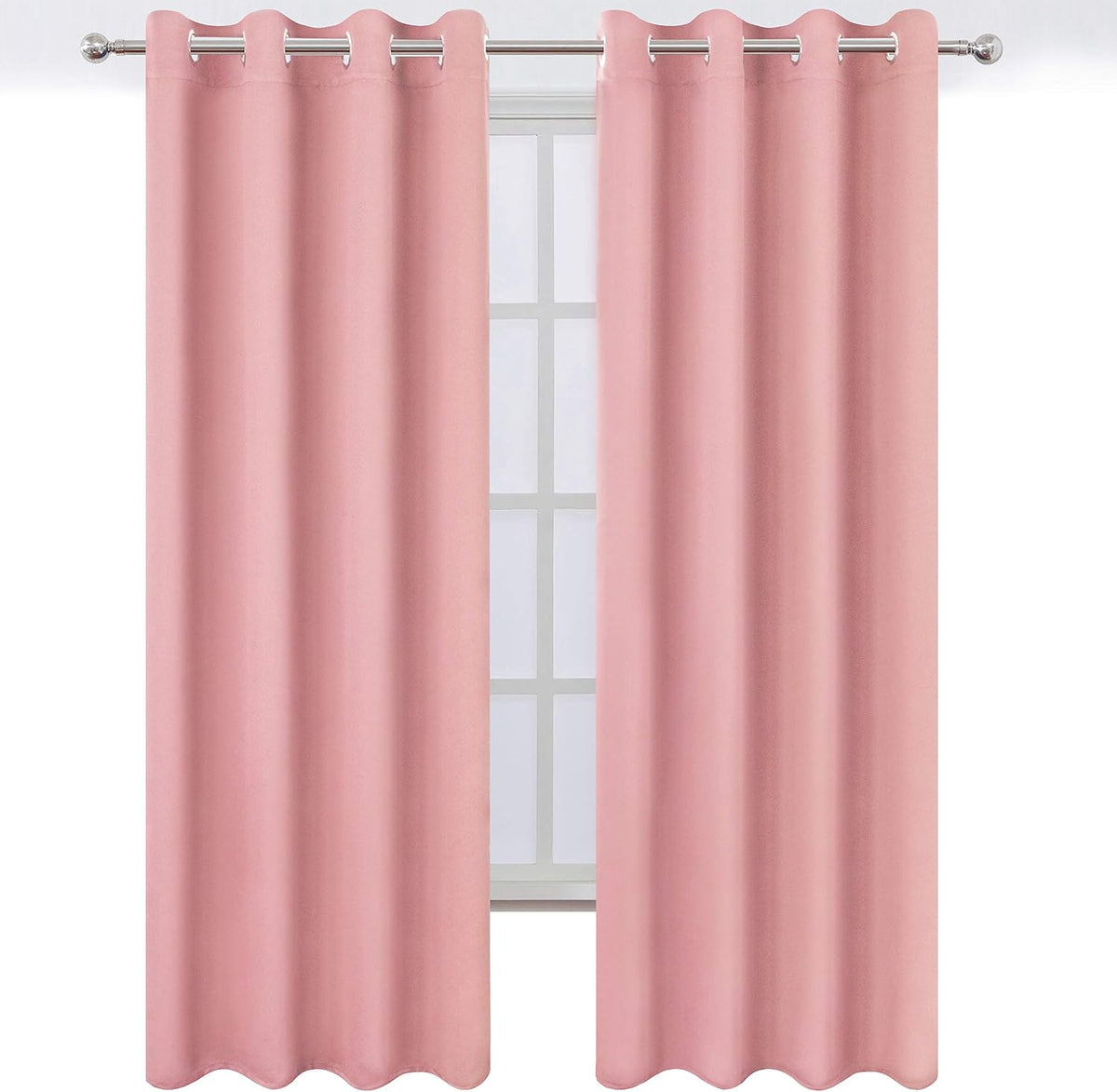 Lemomo Pink Thermal Blackout Curtains/52 x 95 Inch/Set of 2 Panels Room Darkening Curtains for Bedroom 95 Inch Pink