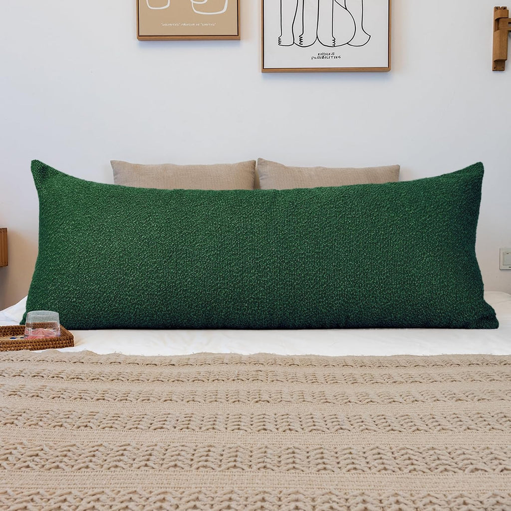 JoraLion 20x54 inch Neutral Boucle Body Pillow Cover, Forest Green Long Pillow Cover Cozy Soft Cushion Case for Couch Sofa Bed Living…