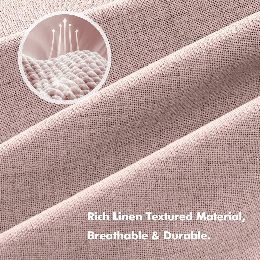 Miulee 100% Blackout Linen Curtains for Bedroom, Pink Solid Luxury Decor Thermal Insulation Room Darkening Drapes for Living Room Nursery B…