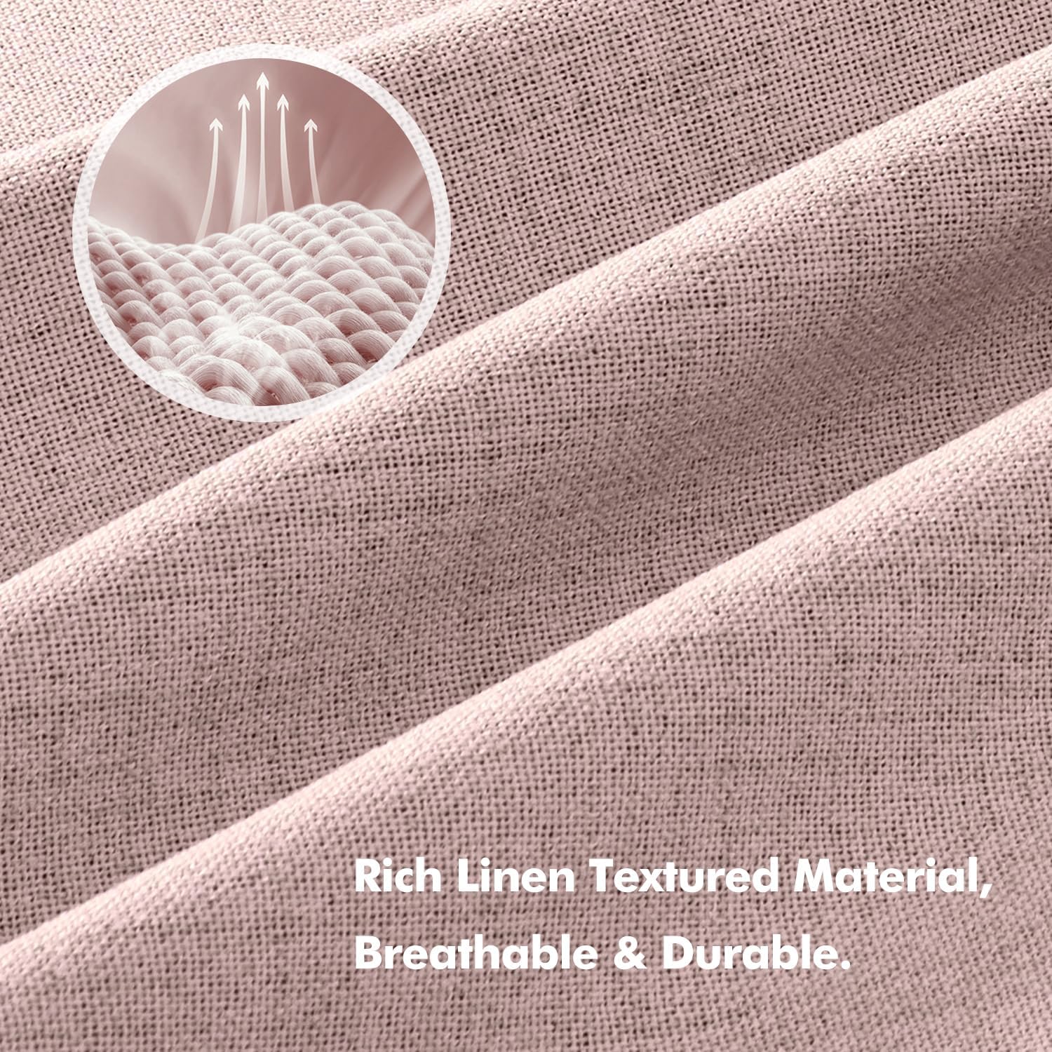 Miulee 100% Blackout Linen Curtains for Bedroom, Pink Solid Luxury Decor Thermal Insulation Room Darkening Drapes for Living Room Nursery B…
