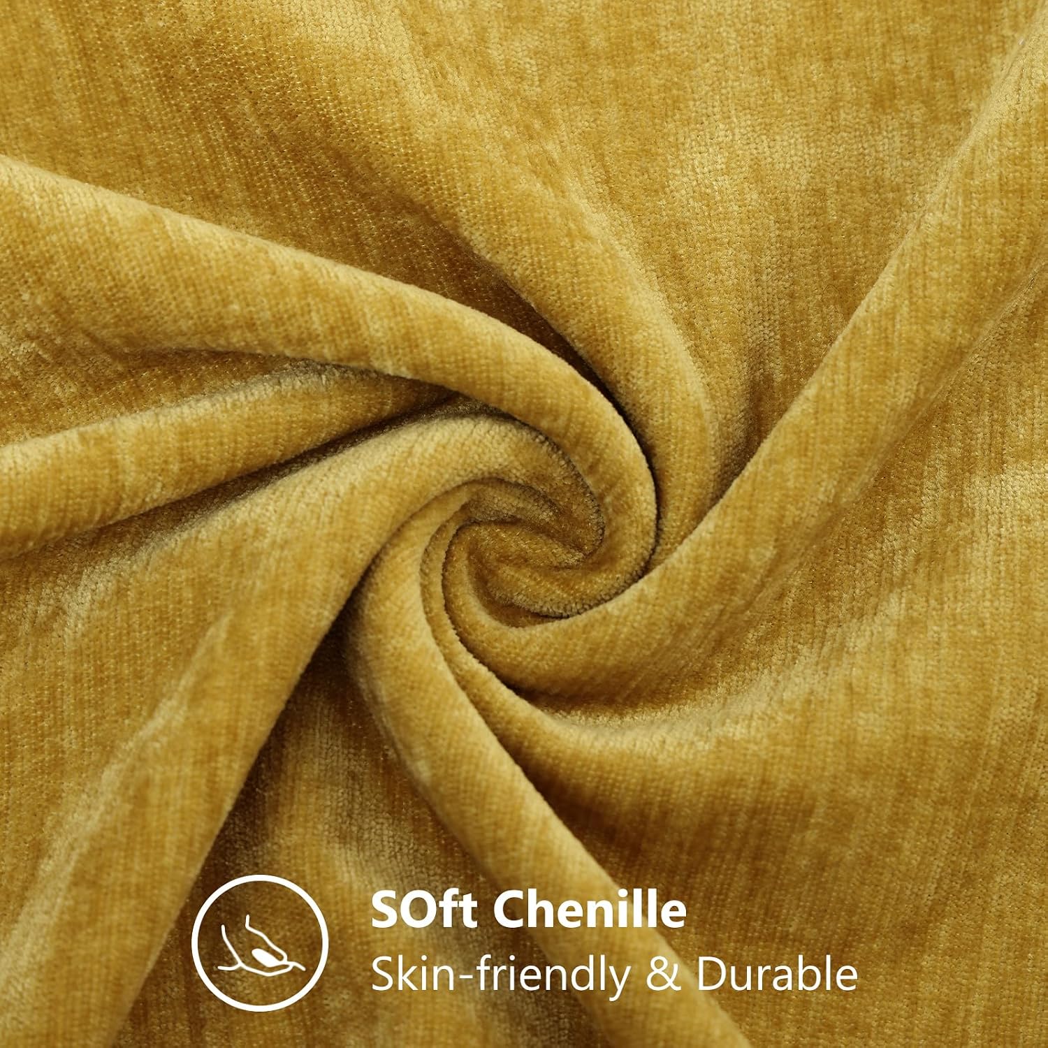 decorUhome Chenille Mineral Yellow Throw Pillow Covers 24x24 Inch Set of 2, Decorative Soft Couch Pillow Covers Solid Dyed Accent Farmhouse…