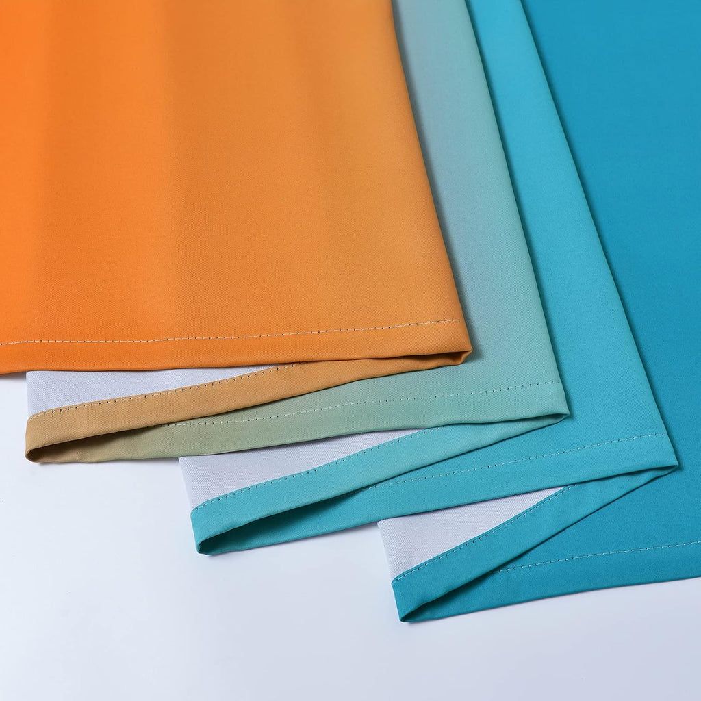 Yakamok Ombre Blue and Orange Curtains for Bedroom, Gradient Room Darkening Curtains, Grommet Thermal Insulated Light Blocking Window Drape…
