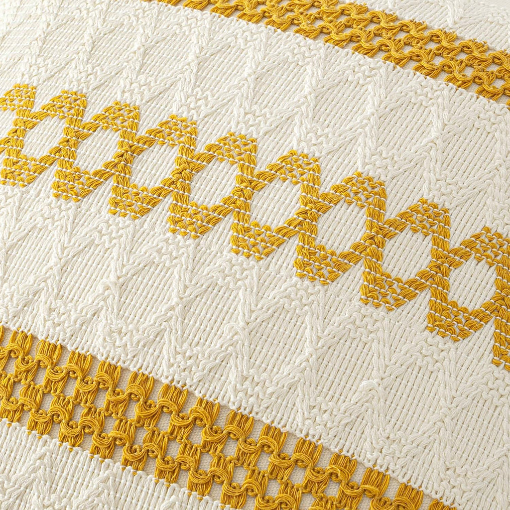 MIULEE Set of 2 Mustard Yellow Boho Decorative Lumbar Pillow Covers 12x20 Inch Farmhouse Rustic Couch Throw Pillows Modern Cotton Cushion…