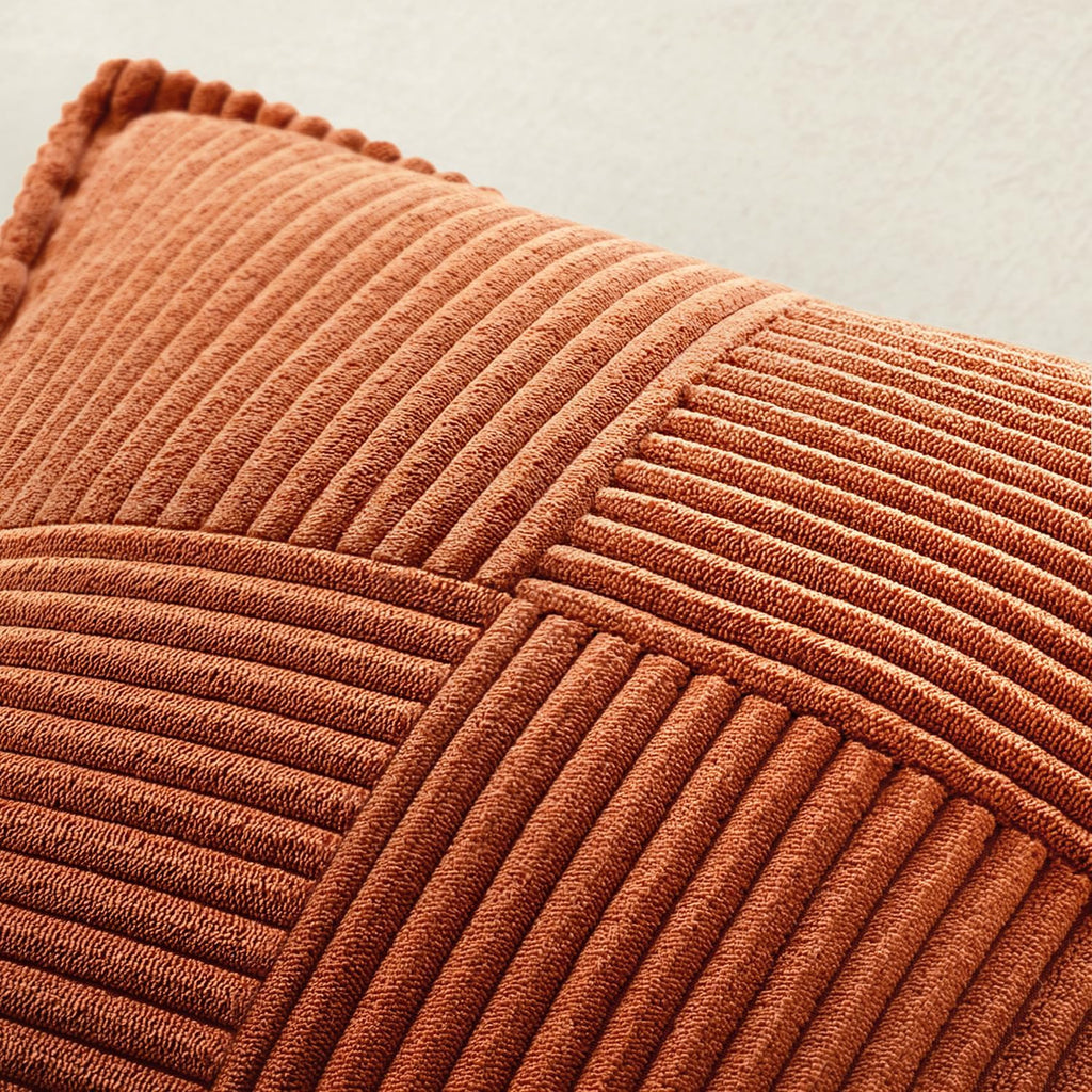 MIULEE Dark Rust Decorative Throw Pillow Covers for Couch Bed Livingroom 20x20 Inch Set of 2 Boho Accent Throw Pllows Broadside Striped…
