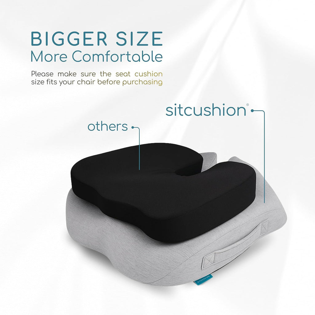 Sitcushion Extra Large Memory Foam Seat Cushions for Office Chairs, Pressure Relief Seat Cushion for Tailbone, Sciatica & Back Pain, Ergon…