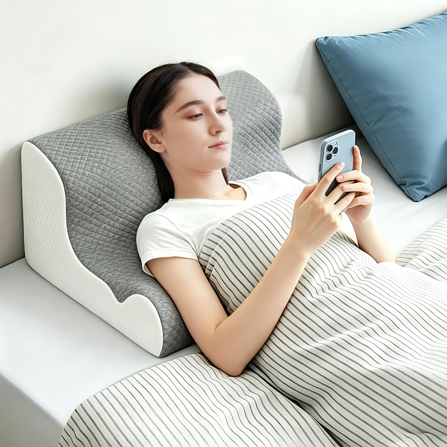 Zerora Reading Pillow for Sitting Up in Bed Rest, Lumbar Neck Support Pillow with Back Support, Home Bedroom Sofa Dorm Essentials for…
