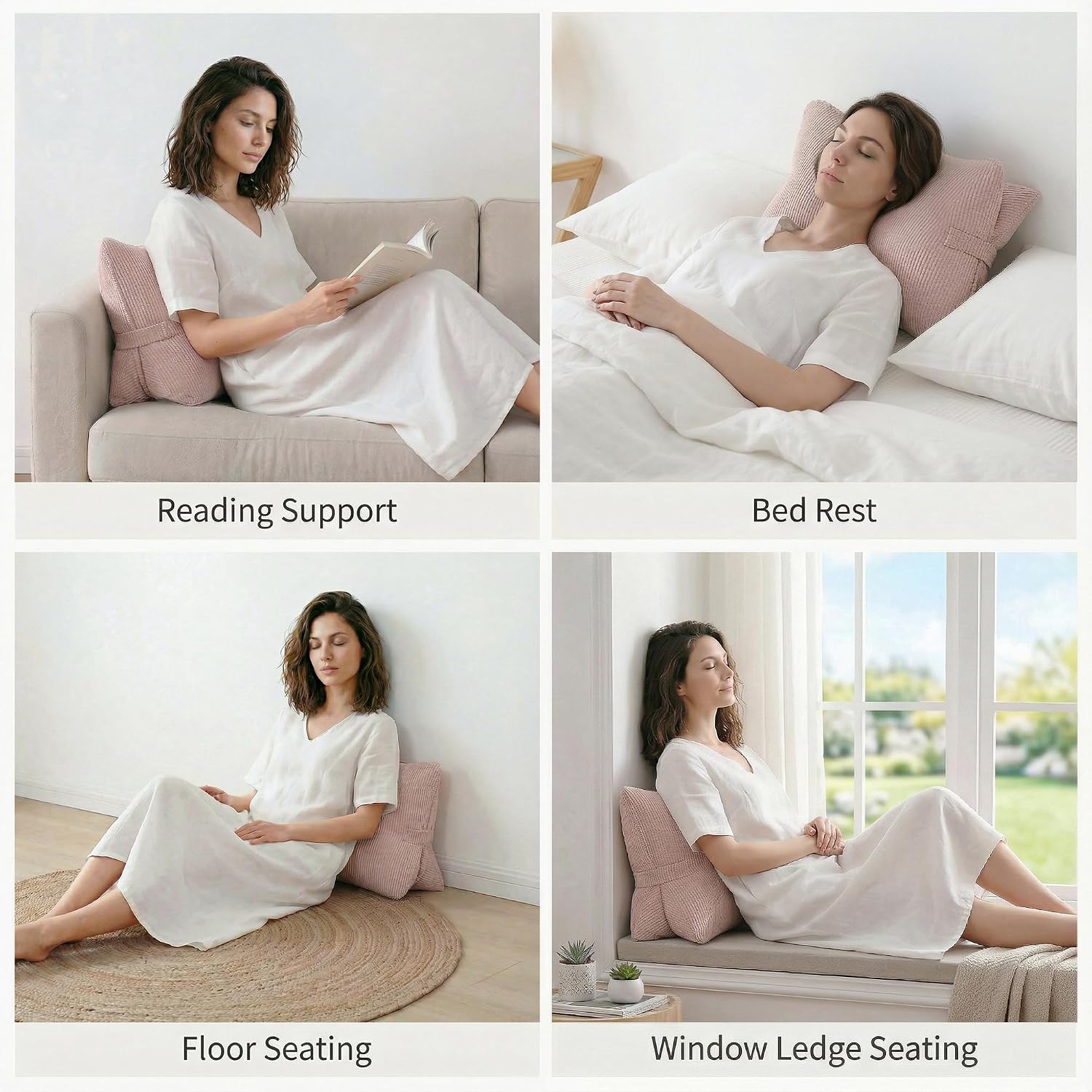 Pat. Pend. Corduroy Back Support Pillow for Sitting, Ideal for Expecting Moms, Low Back Cushion for Bed Sitting, Reading & Relaxing…