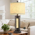 Tobusa 26’’ Farmhouse Table Lamp for Living Room, Rustic Vintage Tall Nightstand Lamp for Bedroom with 2 USB Ports and Crystal Night Light,…