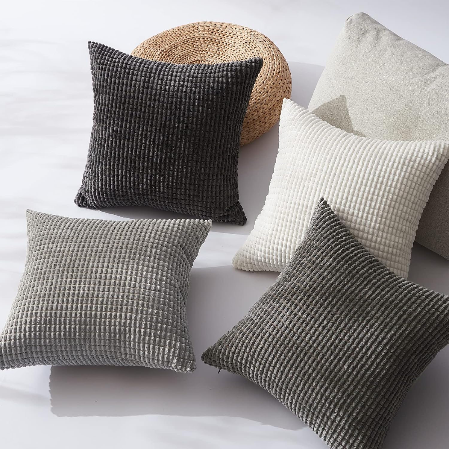 Topfinel 4 Packs Grey Decorative Throw Pillow Covers 26x26 Inch for Living Room Couch Bed Sofa, Boho Western Farmhouse Home Decor, Square S…