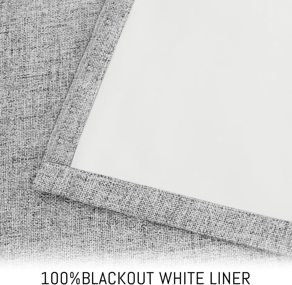 Yakamok Linen Dove Gray Curtains 100% Blackout 84 Inches Long, Room Darkening Textured Curtains for Living Room Thermal Grommet Bedroom Curt…