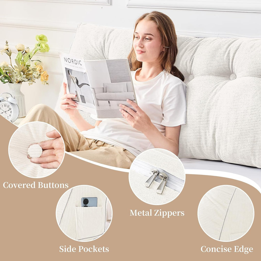 Sasttie Headboard Pillow King, Wedge Pillow Headboard for Sitting Up in Bed, Back-Rest Support Triangular Cushion for Reading - Features Re…