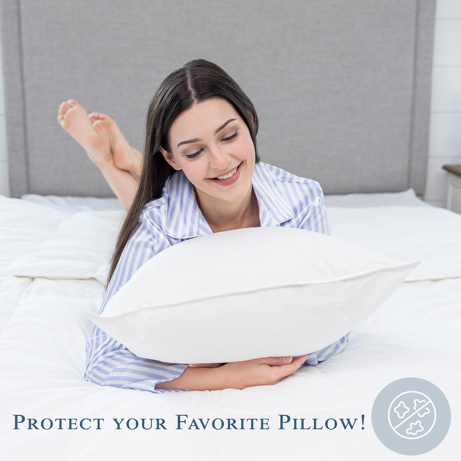 Pillowtex Feather/Down-Proof, 100% Cotton, Pillow Protector - Reduce Pokes with Hypoallergenic, Breathable, Machine Washable, Quiet, Soft C…