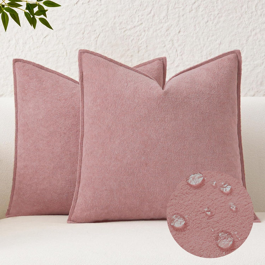 KevinTextile Kevin Textile Valentines Day Decorative Pillow Covers Plush Pink 22x22 Inch Pack of 2 Waterproof Soft Boucle Textured Euro Pil…