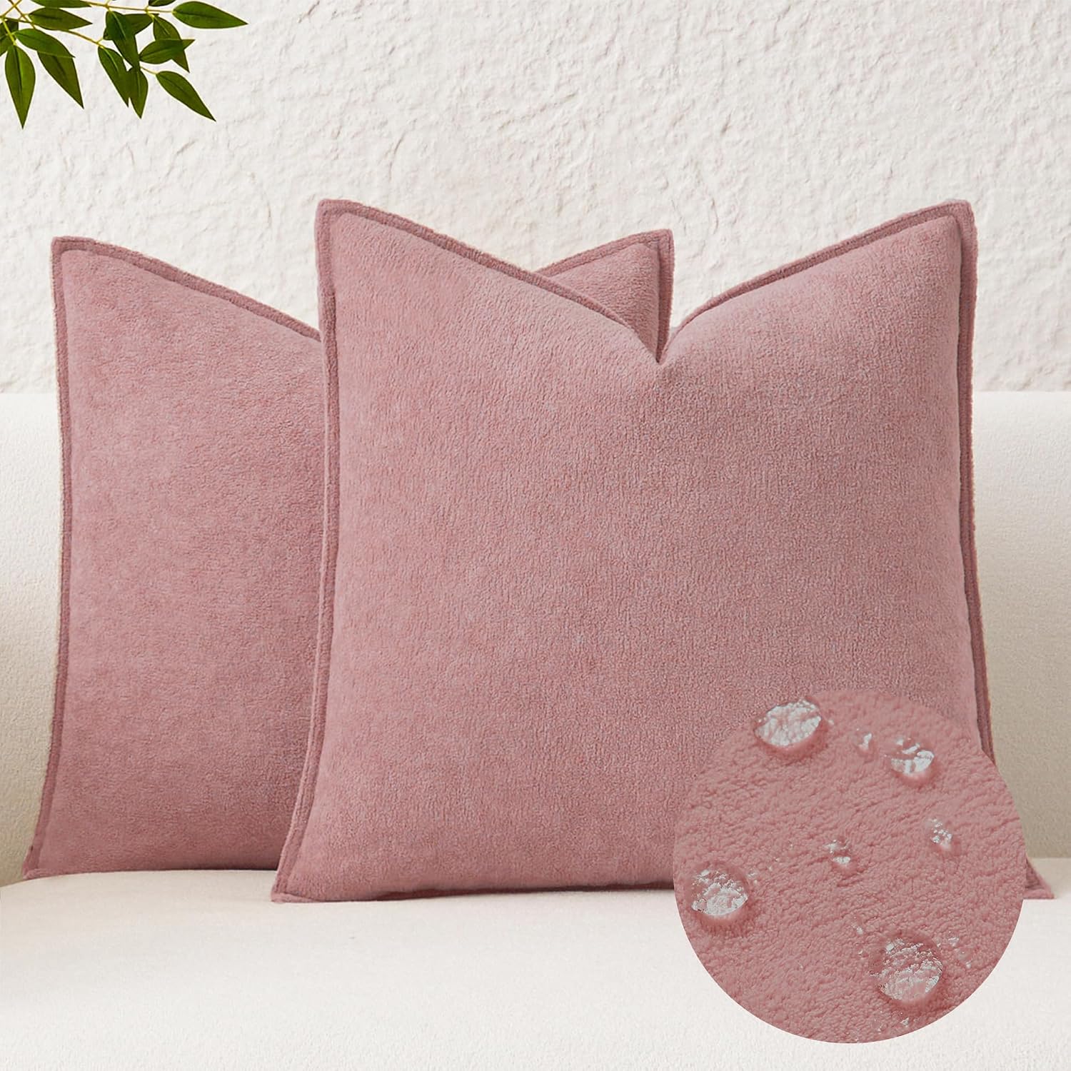 KevinTextile Kevin Textile Valentines Day Decorative Pillow Covers Plush Pink 26x26 Inch Pack of 2 Waterproof Soft Boucle Textured Euro Pil…