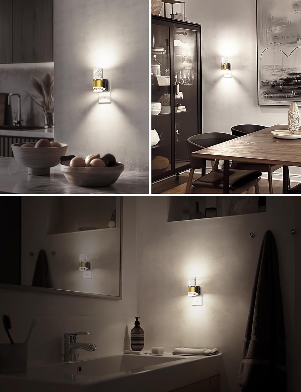 Night Lights Plug into wall, White Light LED NighLight with Adjustable Brightness, Plug in Night Light with Auto Light Sensor, Wall…