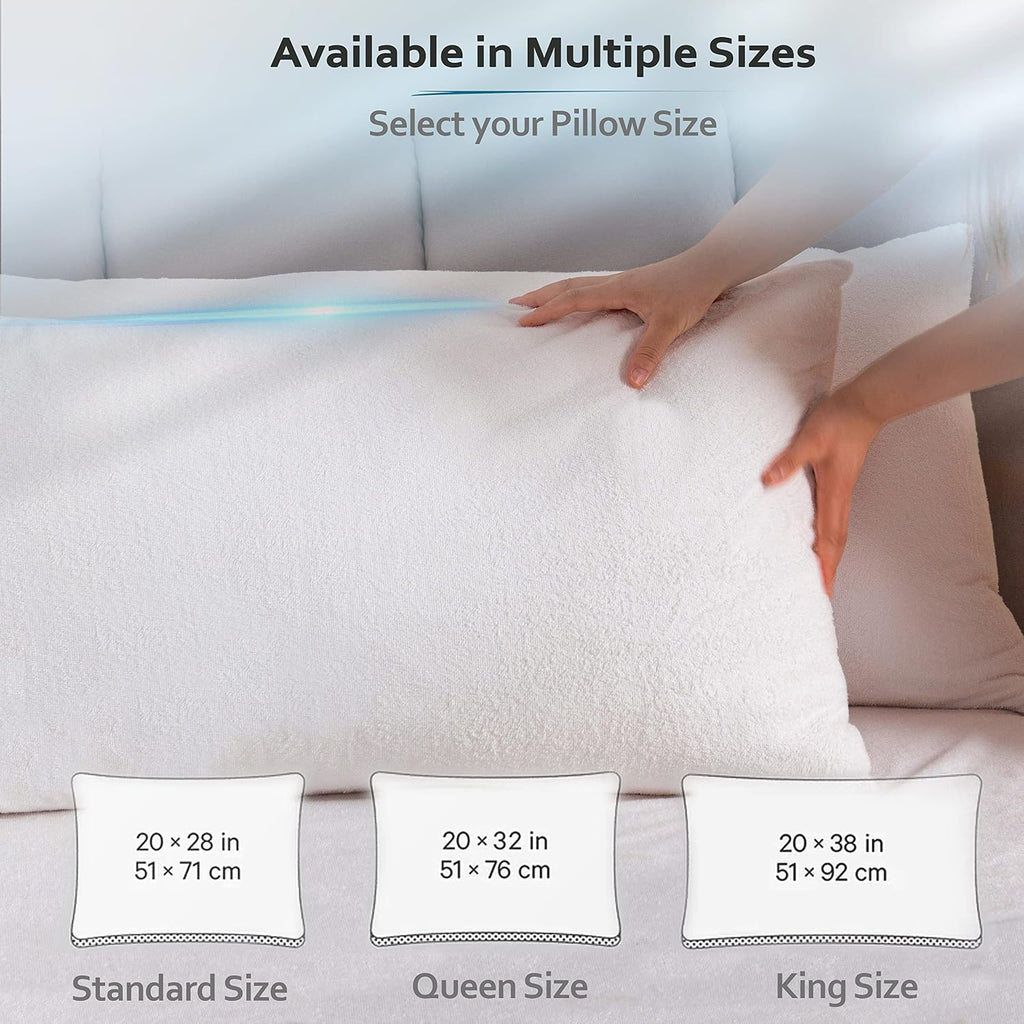 Premium Waterproof Pillow Protectors - Standard Size 20''x28'' Set of 2 - Zippered Pillow Cover Made with Soft Terry Cotton Fabric…