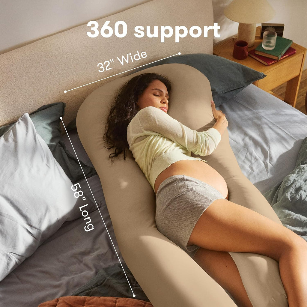 Frida Mom Full Body Support Pregnancy Pillow, Cooling Pregnancy Pillow, Wraps Around for All Over Support, Extended Length to Support…