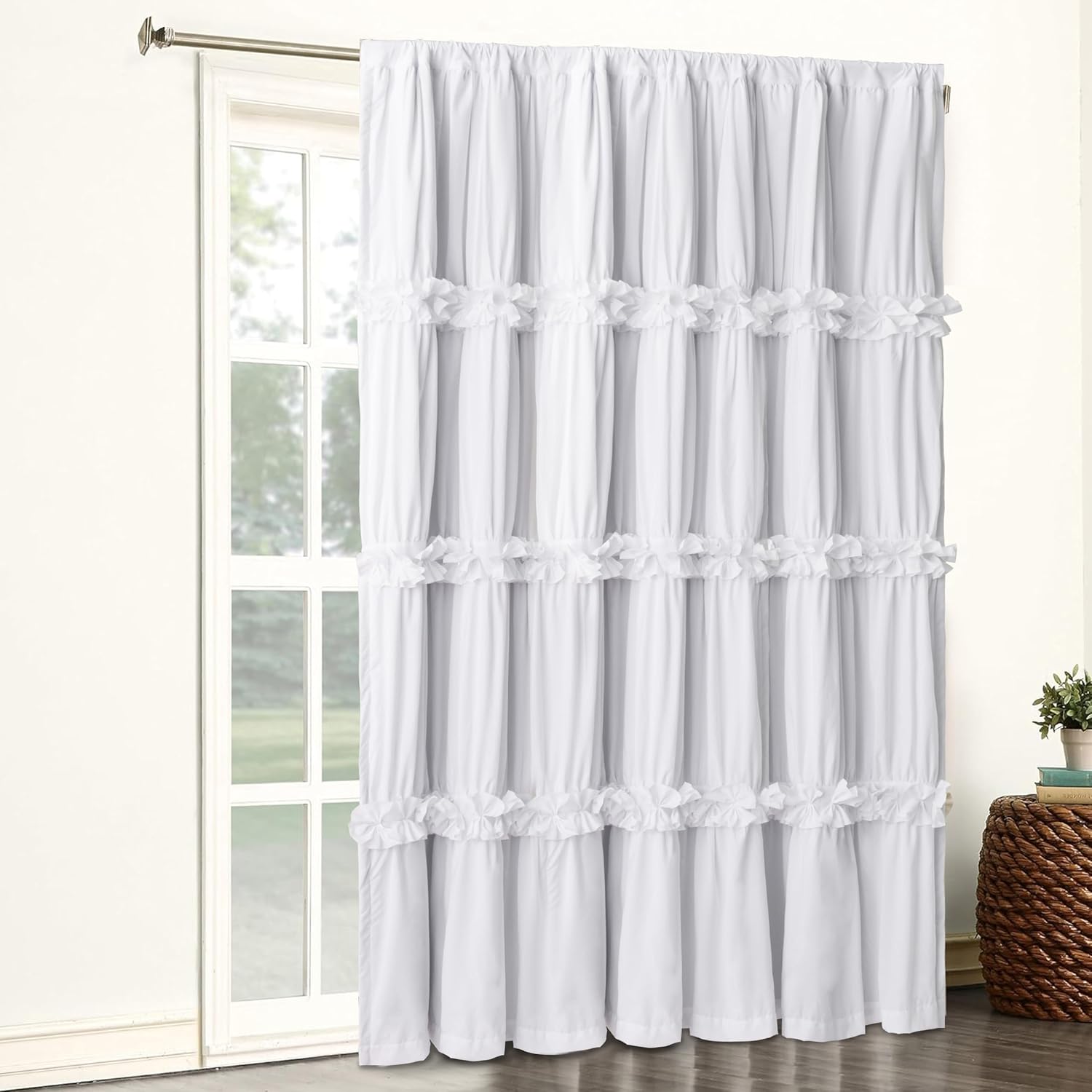 Homechoice Decor Room Divider Curtains, Boho Ruched Blackout Window Treatments with 3 Rows of Butterfly Flowers, Rustic Rod Pocket…