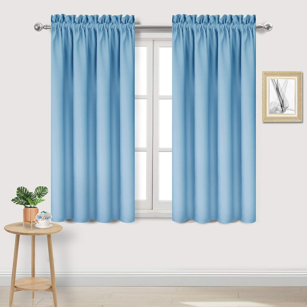 Dwcn Light Blue Blackout Curtains for Bedroom –Rod Pocket Thermal Insulated Room Darkening Drapes for Living Room, W 42 x L 54 Inch, 2 Pane…