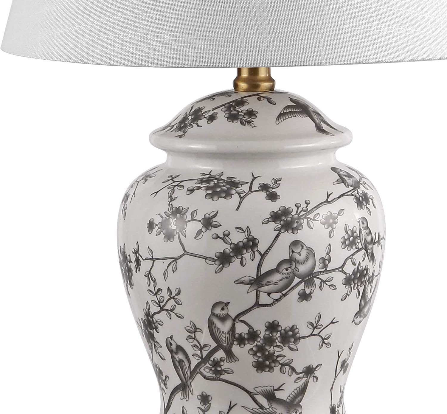 JONATHAN Y 22" Gray/White Ceramic Table Lamp, French Country Chinoiserie Ginger Jar LED Bedside Lamp for Living Room Bedroom, White Linen…
