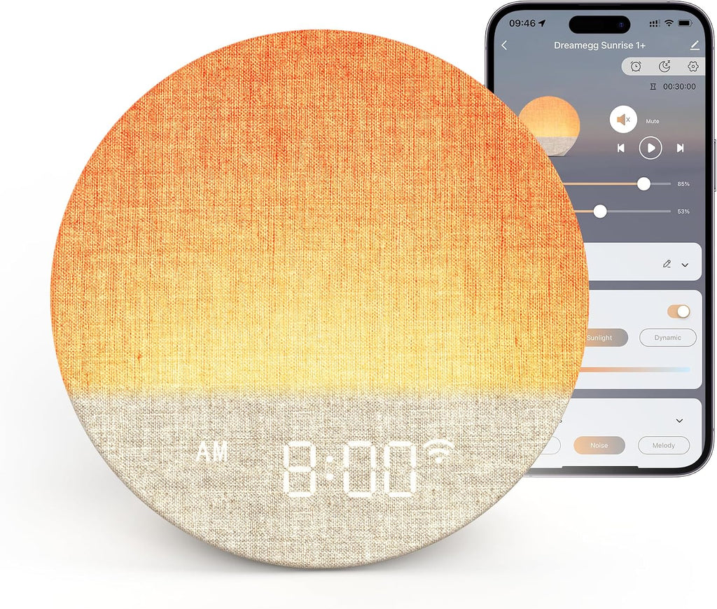 Dreamegg Sunrise 1+ Sound Machine, Sunrise Alarm Clock, Night Light, APP Control, Sleep Routines, Favorites Mode, 34 Soothing Sounds…