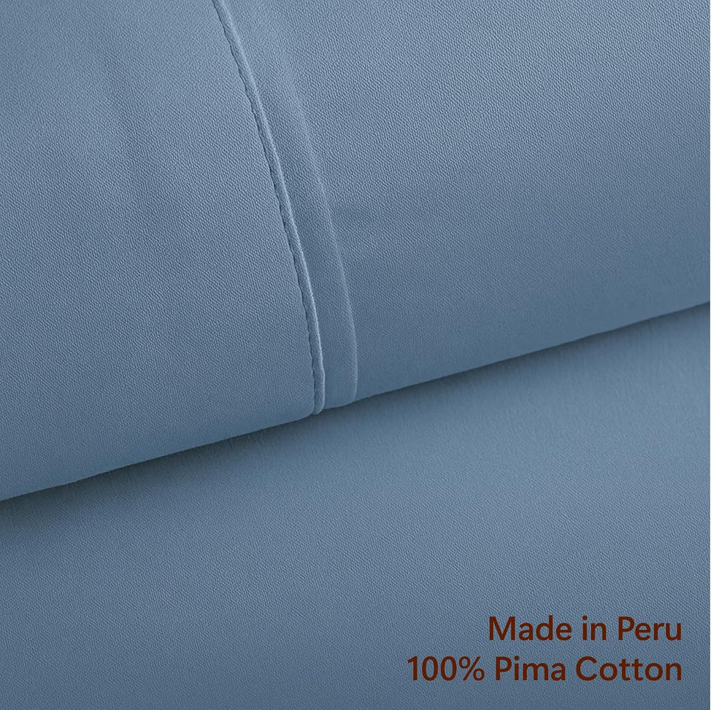 Perupima Peru Pima 415 Thread Count Percal California King Sheet Set - 100% Peruvian Pima Cotton, 4 Piece (Flat, Fitted, 2 Pillowcases) - C…