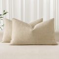 MIULEE Textured Couch Pillow Covers 20x12 Inch Pack of 2, Beige Soft Thick Solid Lumbar Decorative Chenille Throw Pillows Neutral…