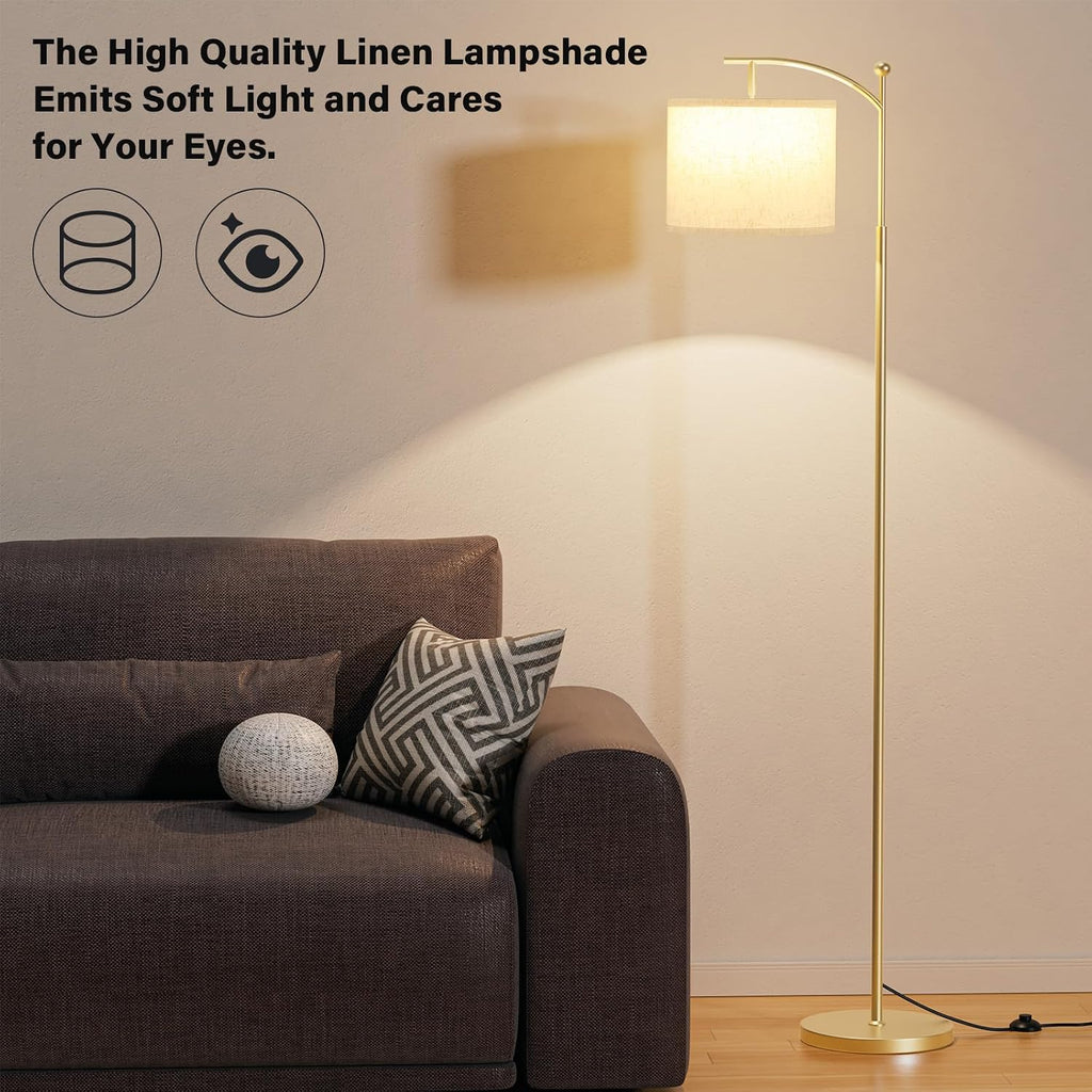 Ambimall 60" Floor Lamp with 3 Color Temperatures, Adjustable Beige Shade, Gold Pole - Tall Lamp for Living Room, Bedroom, Office…