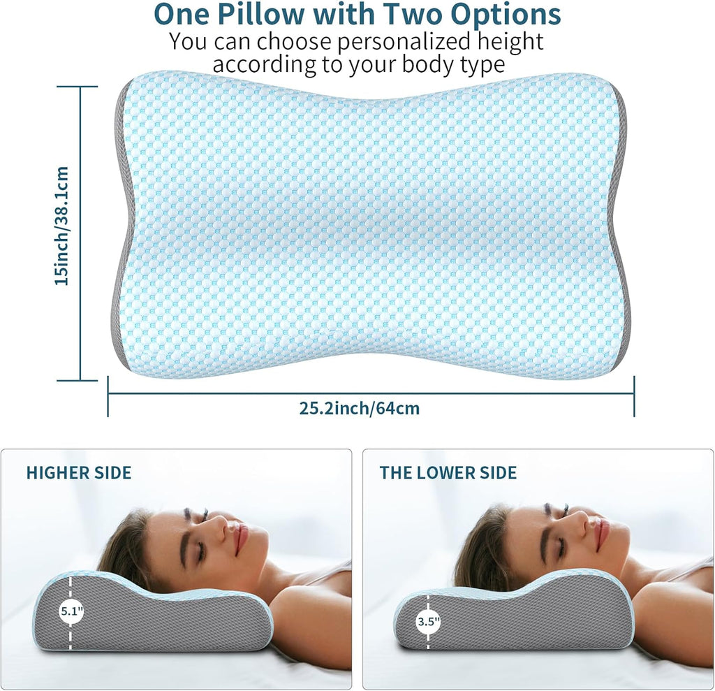 Polovo Cervical Neck Pillow for, Contour Memory Foam Pillows for Sleeping, Ergonomic Pillow Orthopedic Cooling Pillow Bed Pillow Neck Supp…