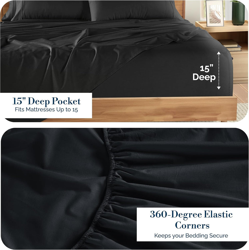 Casa Platino Sheets Cal King – 6 Piece Crisp Percale Weave Cal King Cooling Sheets with 15" Deep Pockets, Lightweight & Cool Feel for All…