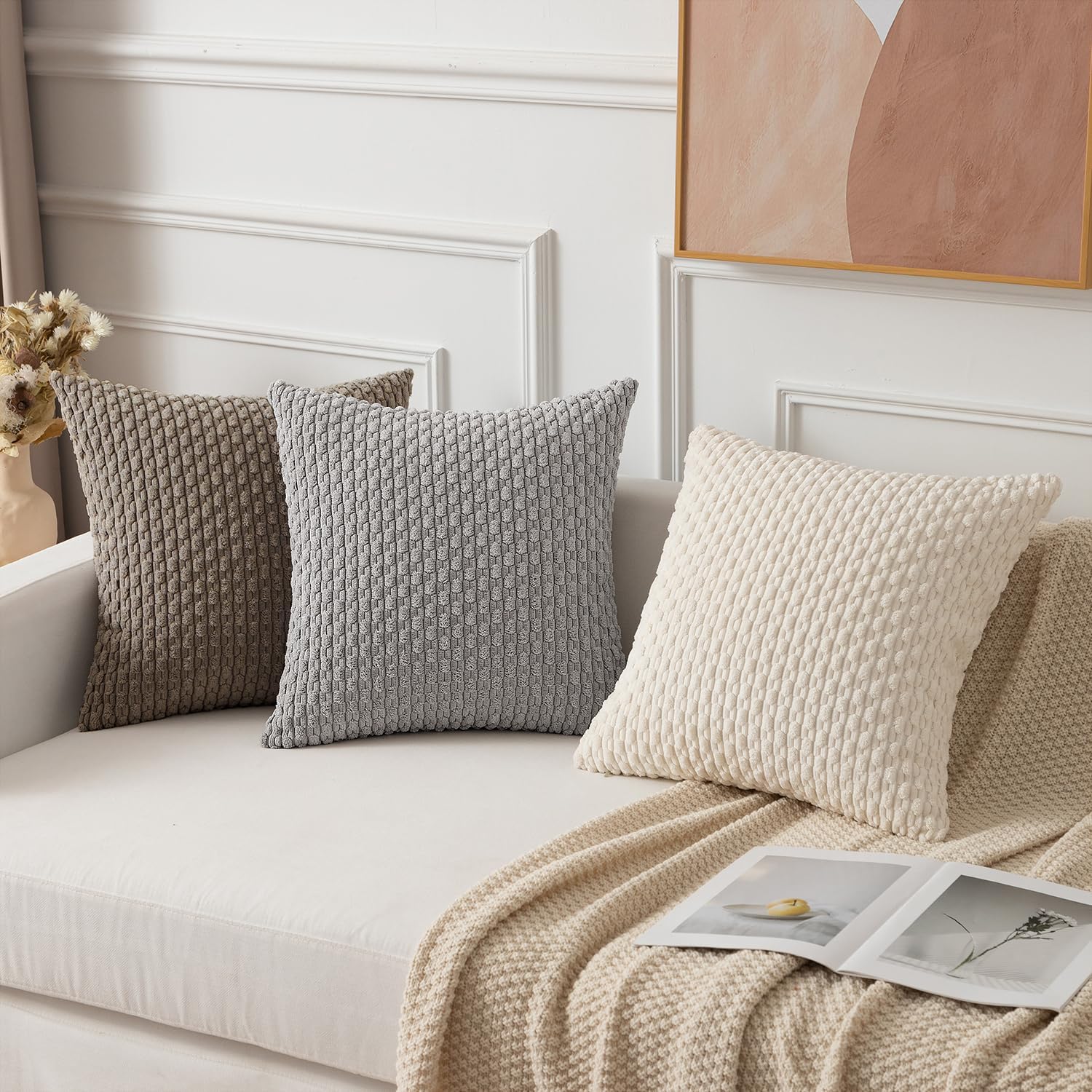 KevinTextile Kevin Textile 14x20 Inch Pillow Cover 1 Pack Boho Decorative Soft Striped Corduroy Lumbar Farmhouse Solid Color Accent Rectang…
