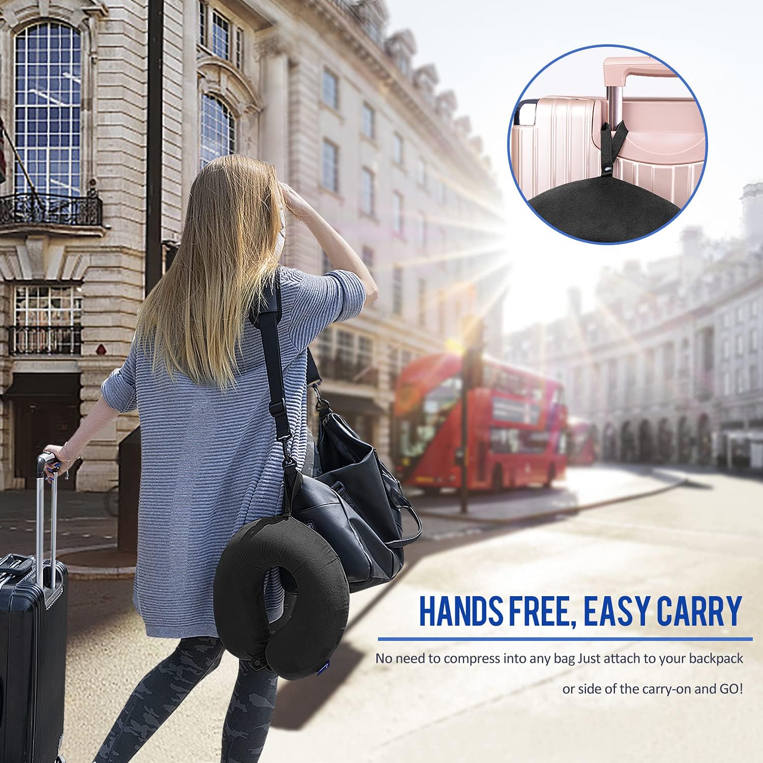 Fabuday Memory Foam Travel Pillows for Airplanes - Neck Pillow for Traveling with Attachable Snap Strap Soft Washable Cover, Flight Pillow…
