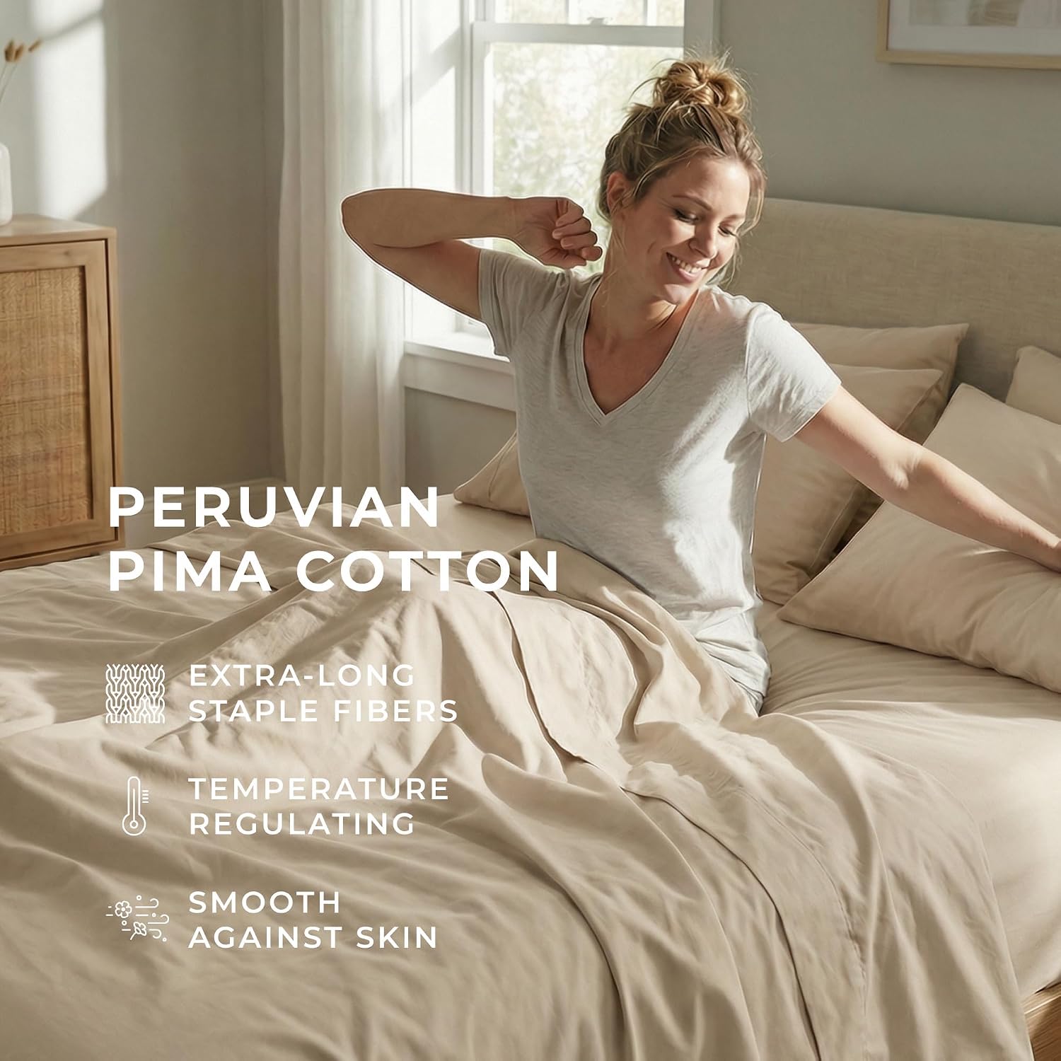 Perupima Peru Pima 415 Thread Count Percale California King Sheet Set - 100% Peruvian Pima Cotton, 4 Piece (Flat, Fitted, 2 Pillowcases) -…