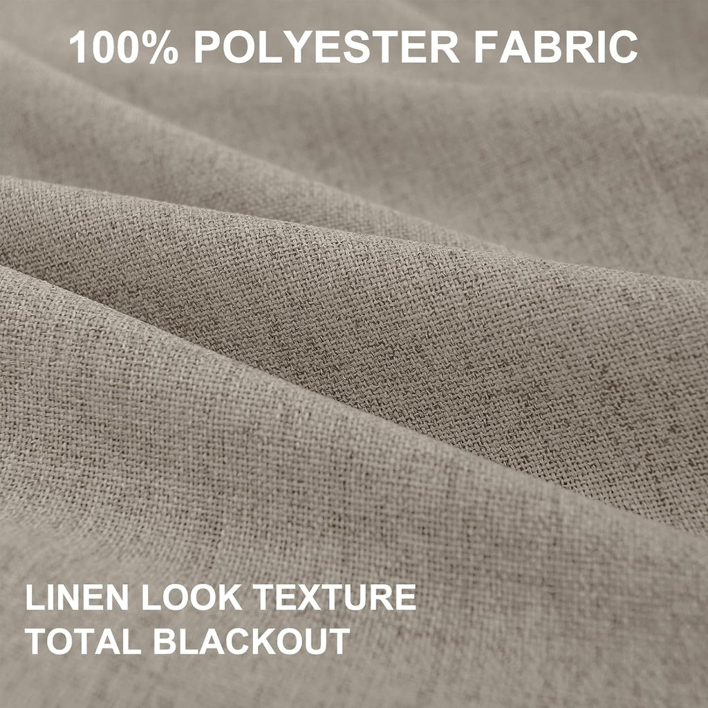100BlackoutShield 100% Blackout Shield Linen Blackout Curtains for Bedroom 102 Inches Long, Back Tab/Rod Pocket Living Room Drapes, Thermal…