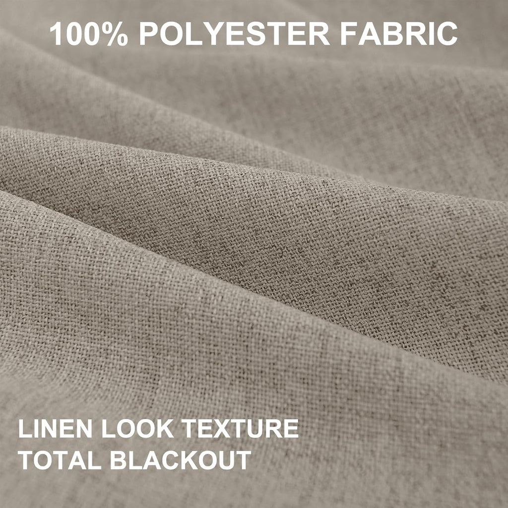 100BlackoutShield 100% Blackout Shield Linen Blackout Curtains for Bedroom 108 Inches Long, Back Tab/Rod Pocket Living Room Drapes, Thermal…