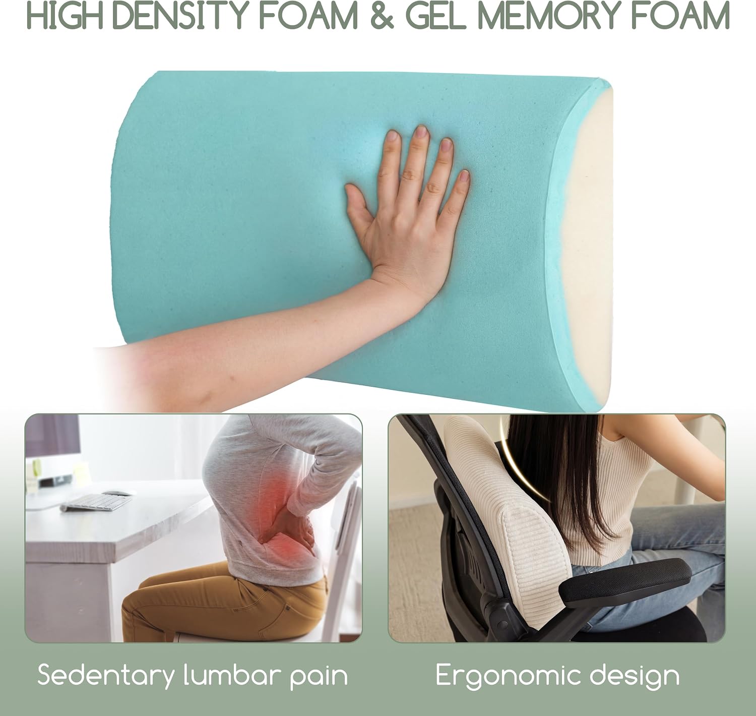 Higogogo Lumbar Support Pillow for Recliner Chair/Accent Chair/Couch, Extra Large Memory Foam Back Support Cushion for Elderly, Recliner Cu…