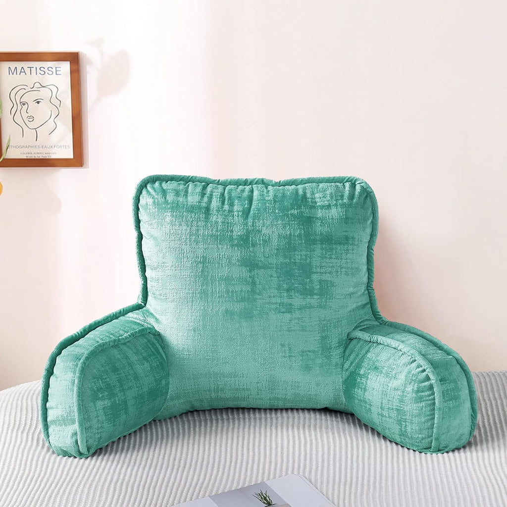 Bytide DIY Assembly Art Velvet Backrest Reading Bed Rest Pillow with Arms & Pockets, 18" H for Sitting in Bed Couch Sofa, Back Support Cush…